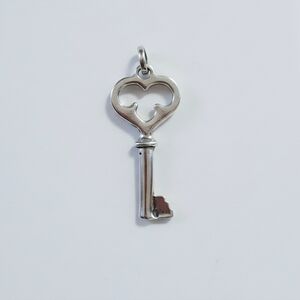 Key 1.5" Sterling Silver 925 Pendant Charm Lock Heart Love BFF Trifoil Skeleton
